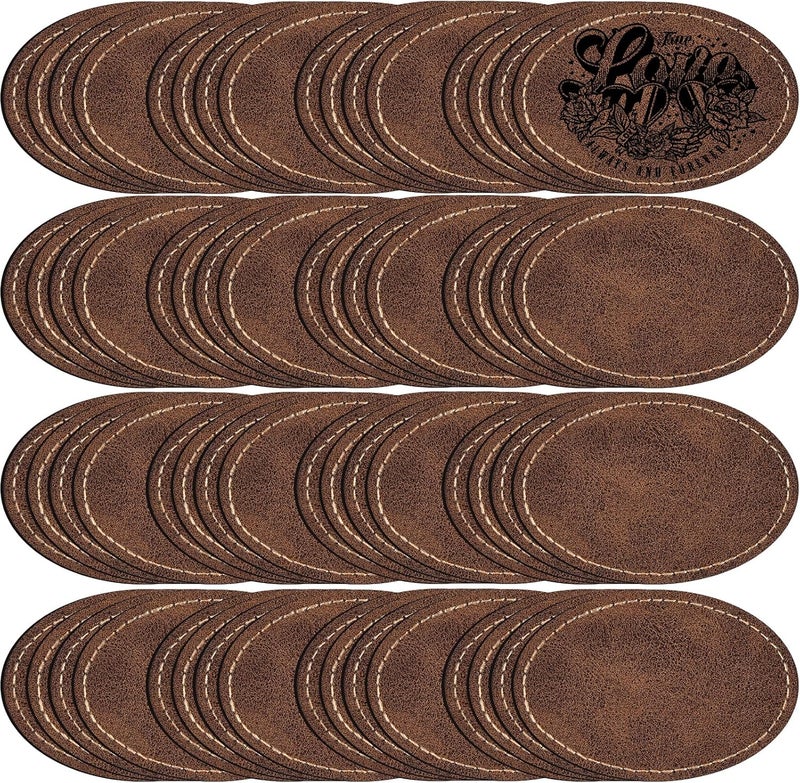 MAPRIAL 40 Pack Blank Leatherette Patches with Adhesive, Oval Laser Engravable Faux Leather Patch for Hats Custom, Fabric Repair Sew, Engraving Materials, Gifts, DIY (Rustic, 3 x 2 in) - Image 1